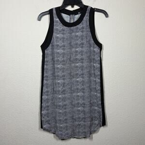 Krisa XS Tank Dress Mini Classic Career Shift Black Grey Crew Neck Sleeveless